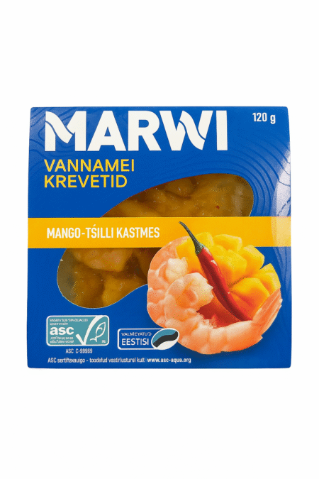 Vannamei krevetid mango-tšilli kastmes